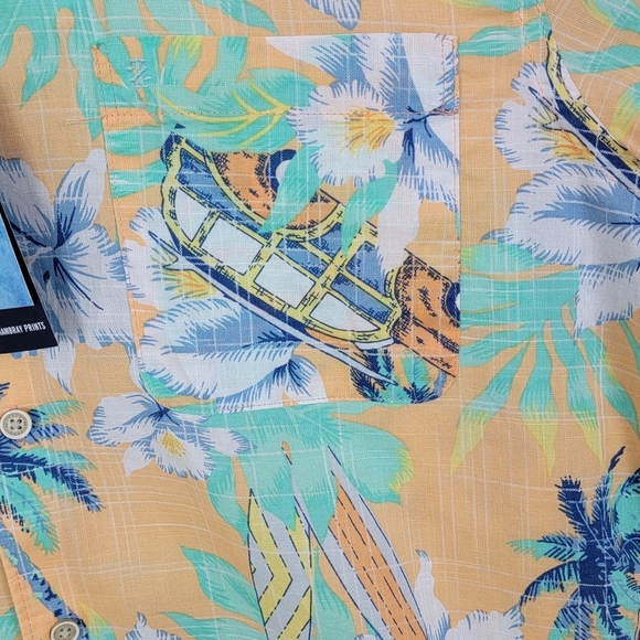 IZOD Saltwater Tropical Graphic Dockside Short Sleeve Button Down Shirt Sz M NEW - Picture 11 of 13